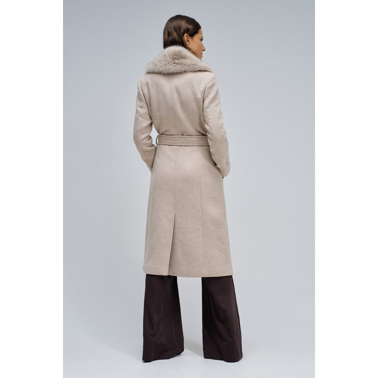 ABRIGO MUJER  SALSA JEANS LONG WOOL COAT W/ FAUX FUR AND