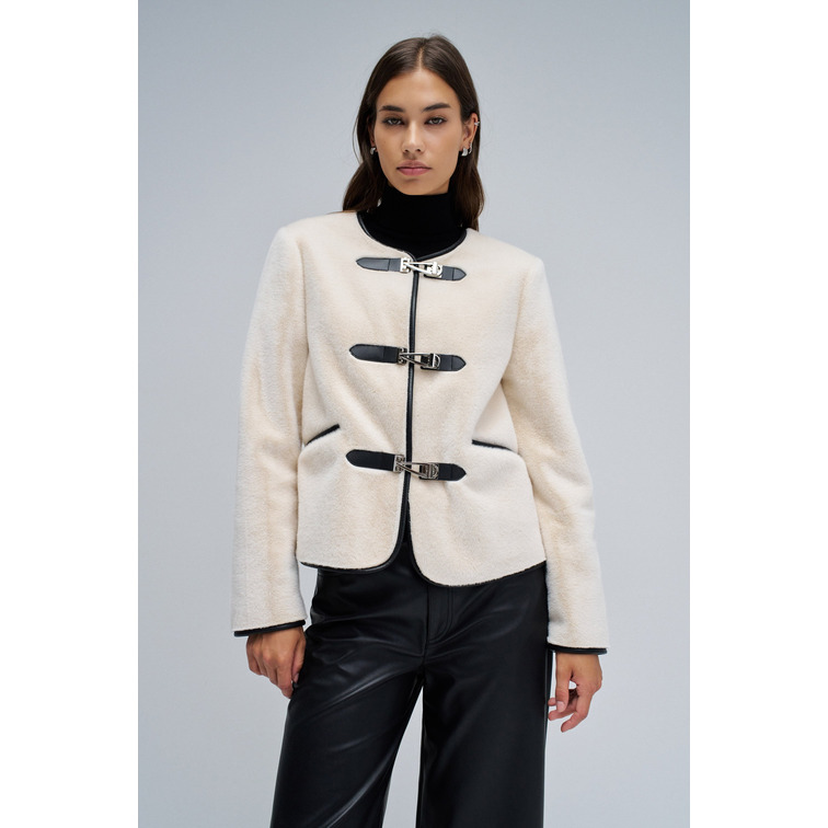 ABRIGO MUJER  SALSA JEANS FAUX FUR COAT WITH CLASP CLOSU