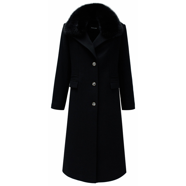 ABRIGO MUJER  SALSA JEANS WOOL COAT WITH FAUX FUR COLLAR