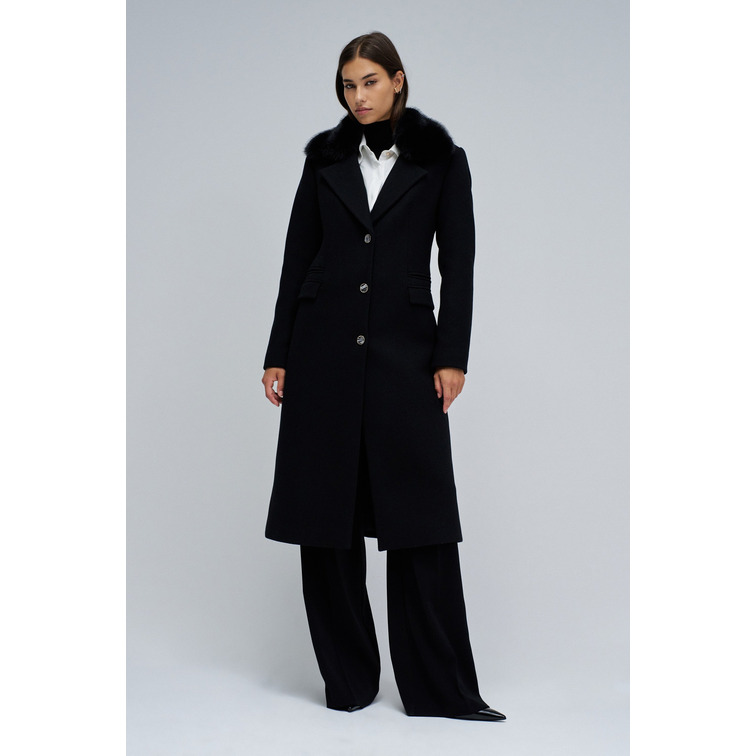 ABRIGO MUJER  SALSA JEANS WOOL COAT WITH FAUX FUR COLLAR