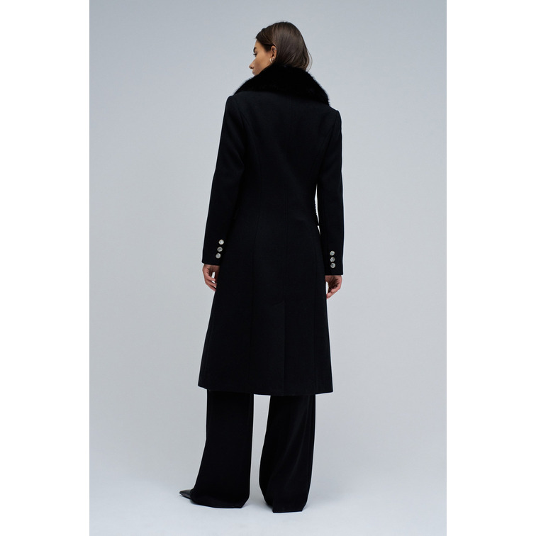 ABRIGO MUJER  SALSA JEANS WOOL COAT WITH FAUX FUR COLLAR