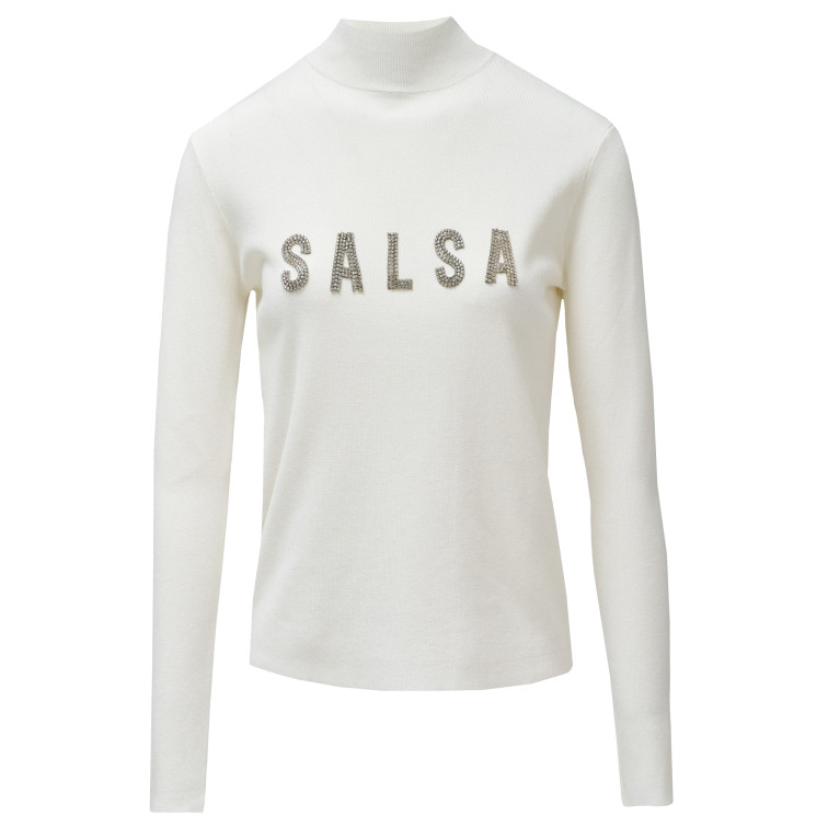 JERSEY PUNTO ACANALADO MUJER SALSA JEANS LOGO PEDRERÍA