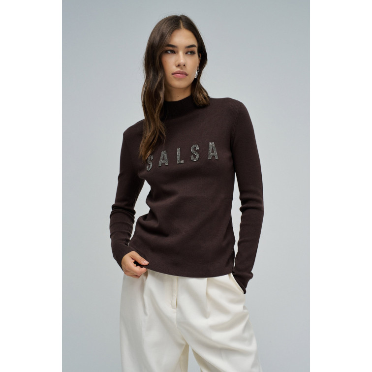 JERSEY PUNTO ACANALADO MUJER SALSA JEANS LOGO PEDRERÍA