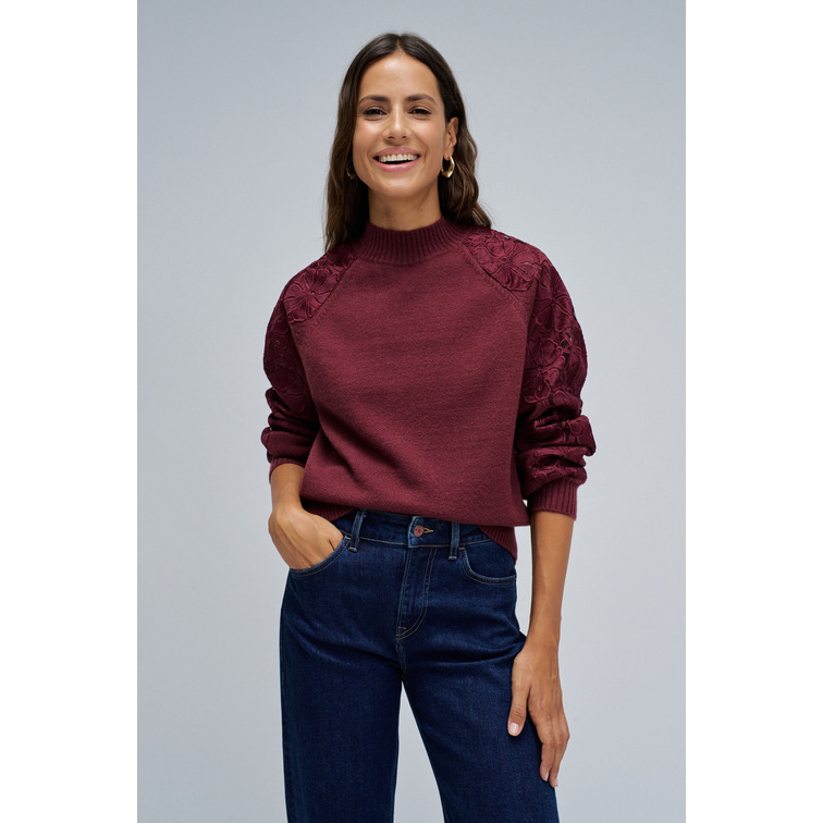 JERSEY MUJER SALSA JEANS SWEATER WITH LACE FLOWER DETAI