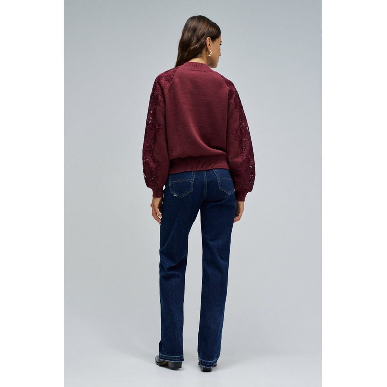 JERSEY MUJER SALSA JEANS SWEATER WITH LACE FLOWER DETAI