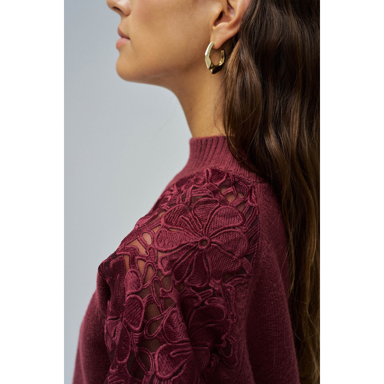 JERSEY MUJER SALSA JEANS SWEATER WITH LACE FLOWER DETAI