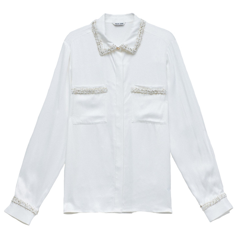 CAMISA MUJER  SALSA JEANS SHIRT WITH TWEED DETAIL