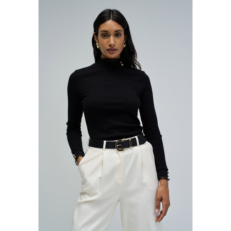 CAMISETA MUJER  SALSA JEANS TURTLENECK LONGSLEEVE W/ FRILL