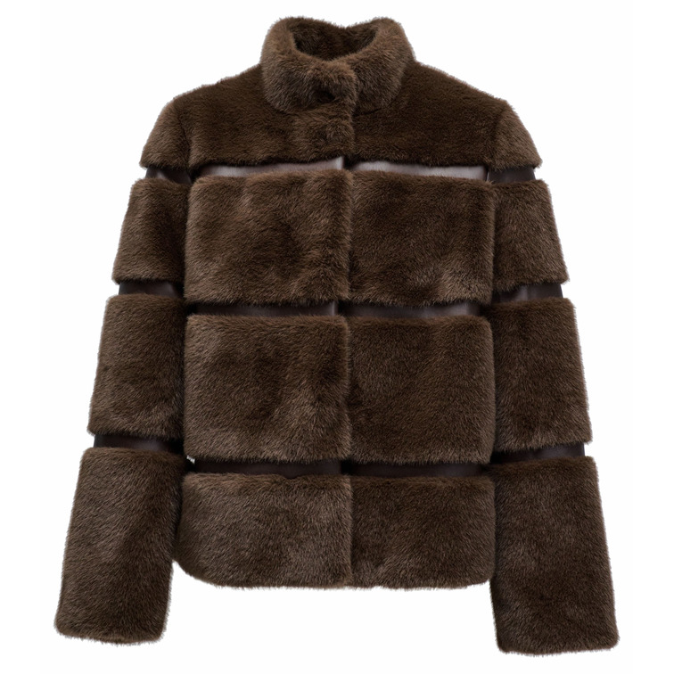 ABRIGO MUJER  SALSA JEANS FAUX FUR COAT WITH PU SECTIONS
