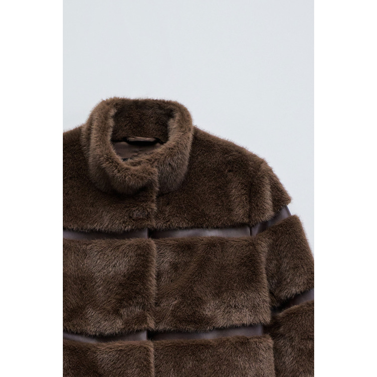 ABRIGO MUJER  SALSA JEANS FAUX FUR COAT WITH PU SECTIONS