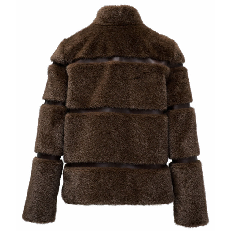 ABRIGO MUJER  SALSA JEANS FAUX FUR COAT WITH PU SECTIONS