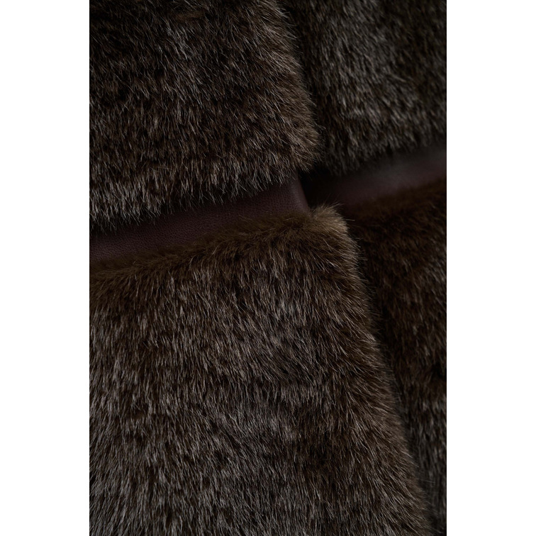 ABRIGO MUJER  SALSA JEANS FAUX FUR COAT WITH PU SECTIONS