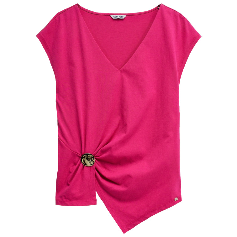 CAMISETA ASIMÉTRICA MUJER SALSA JEANS CON APLICACIÓN DORADA