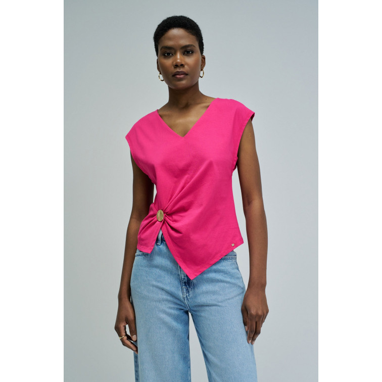 CAMISETA ASIMÉTRICA MUJER SALSA JEANS CON APLICACIÓN DORADA