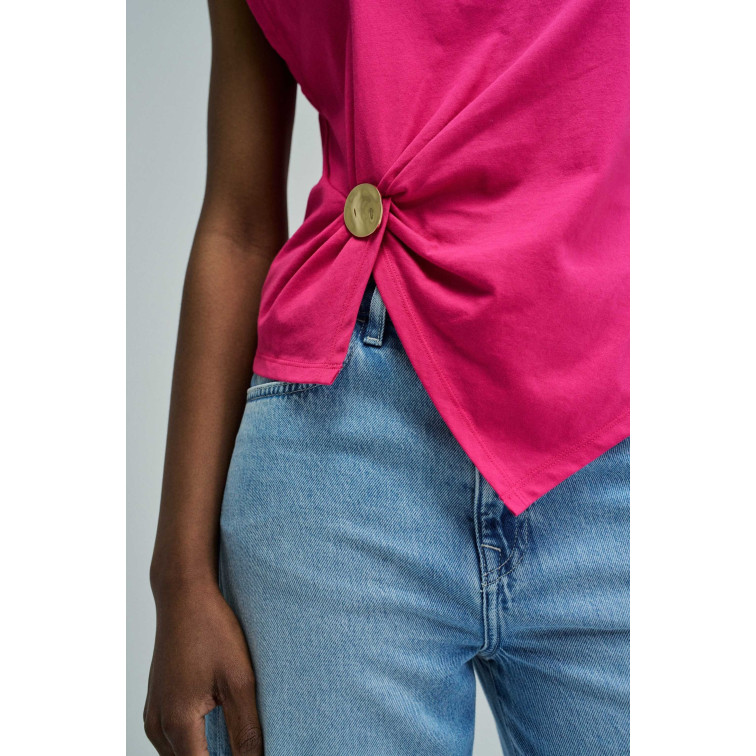 CAMISETA ASIMÉTRICA MUJER SALSA JEANS CON APLICACIÓN DORADA