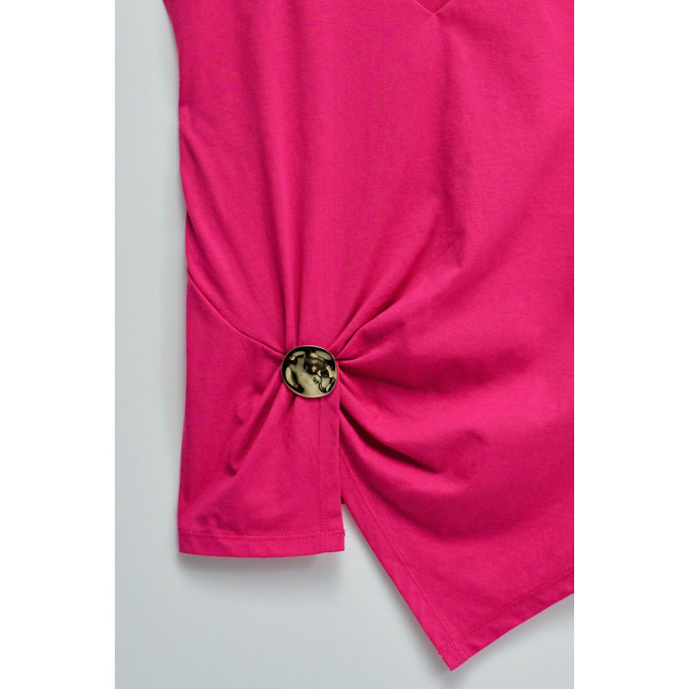 CAMISETA ASIMÉTRICA MUJER SALSA JEANS CON APLICACIÓN DORADA