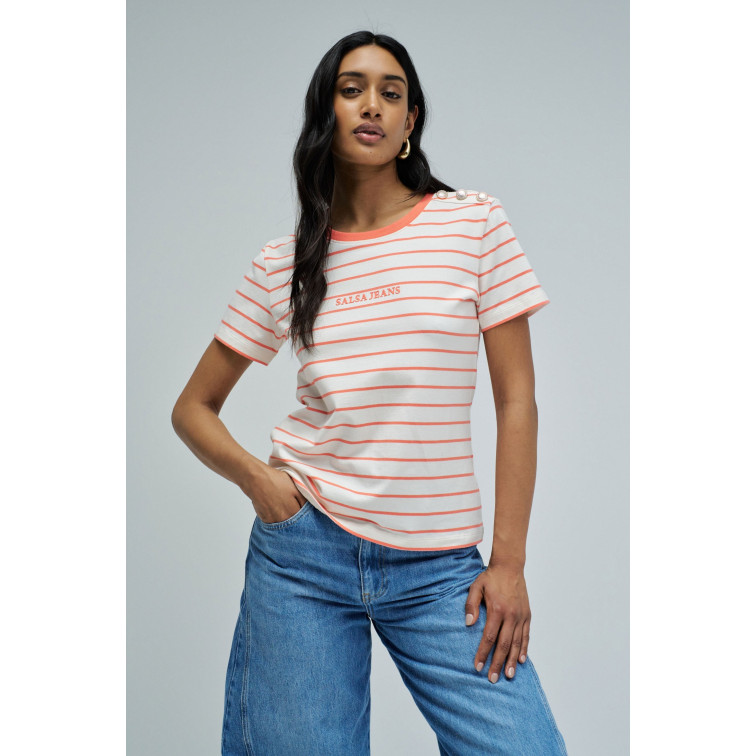 CAMISETA DE RAYAS MUJER SALSA JEANS CON BRANDING