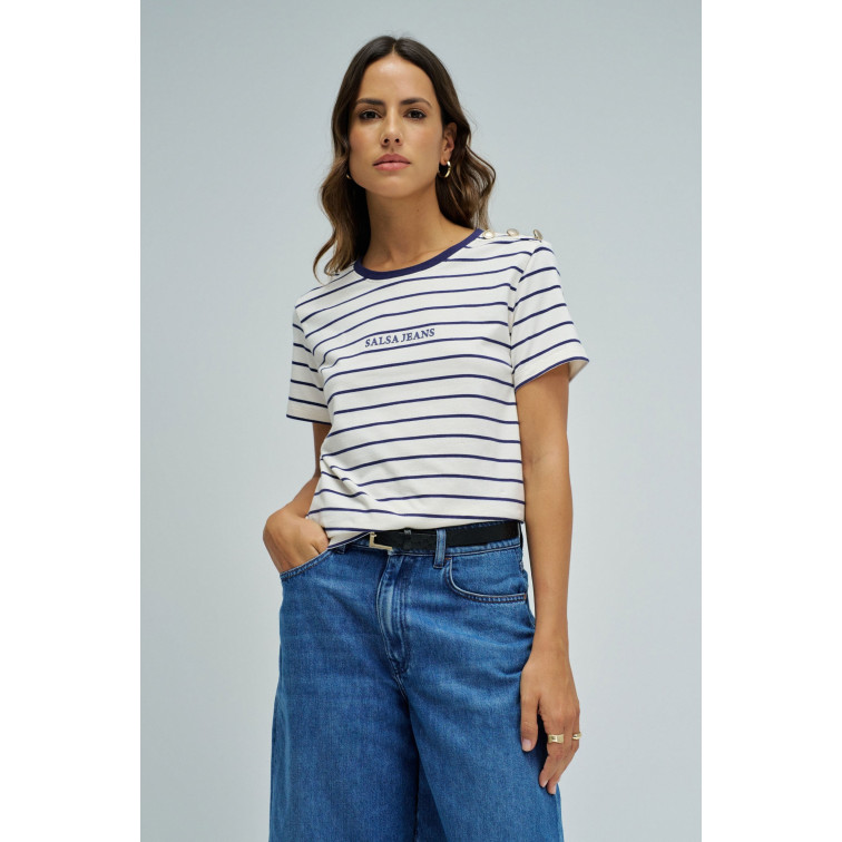 CAMISETA DE RAYAS MUJER SALSA JEANS CON BRANDING