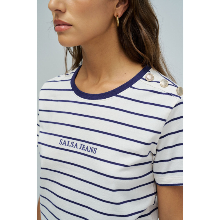 CAMISETA DE RAYAS MUJER SALSA JEANS CON BRANDING
