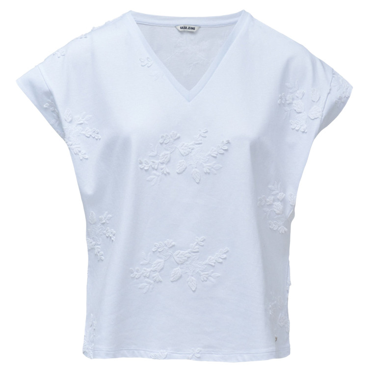 CAMISETA MUJER  SALSA JEANS 3D FLOWER EMBROIDERY T-SHIRT