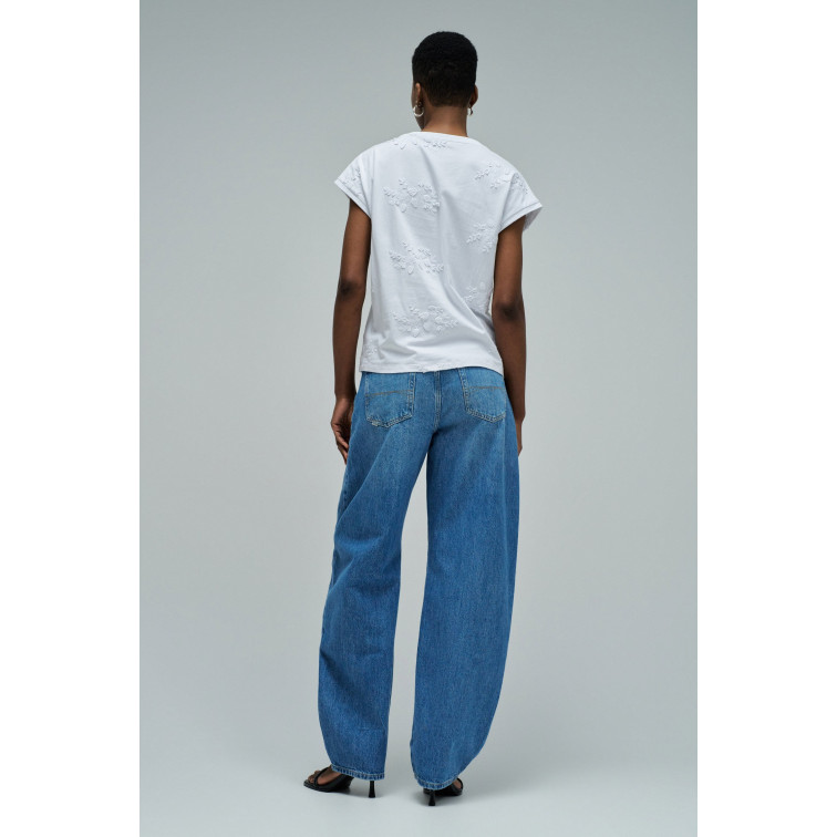 CAMISETA MUJER  SALSA JEANS 3D FLOWER EMBROIDERY T-SHIRT