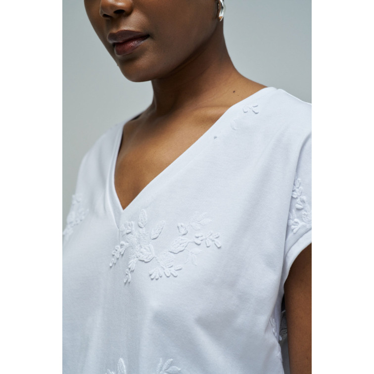 CAMISETA MUJER  SALSA JEANS 3D FLOWER EMBROIDERY T-SHIRT