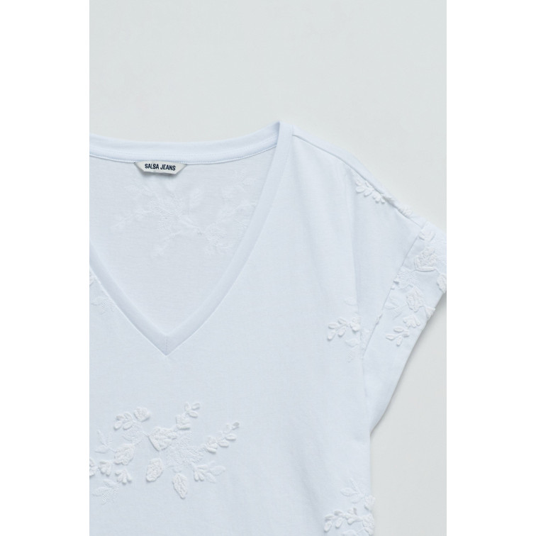 CAMISETA MUJER  SALSA JEANS 3D FLOWER EMBROIDERY T-SHIRT