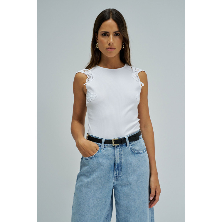 TOP SIN MANGAS MUJER SALSA JEANS CON ENCAJE
