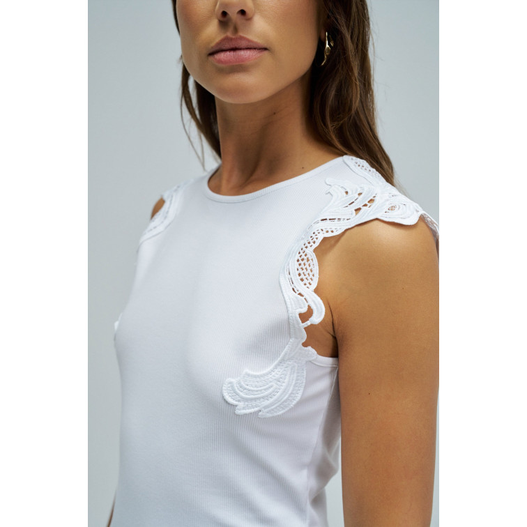 TOP SIN MANGAS MUJER SALSA JEANS CON ENCAJE