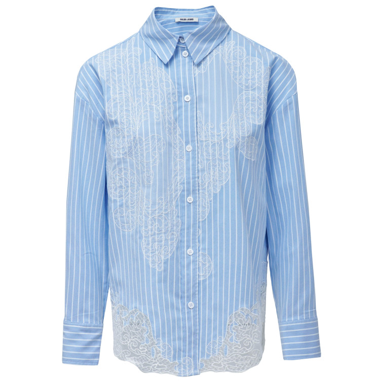 CAMISA MUJER  SALSA JEANS STRIPPED SHIRT WITH LACE DETAI