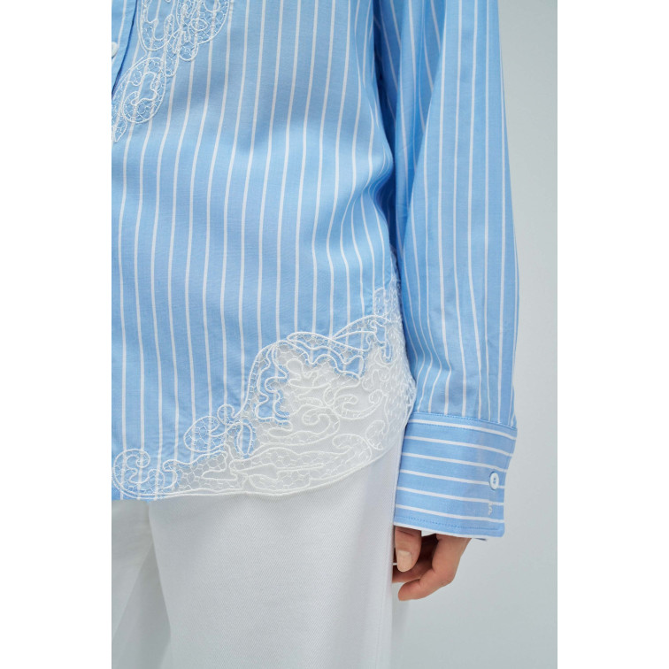 CAMISA MUJER  SALSA JEANS STRIPPED SHIRT WITH LACE DETAI