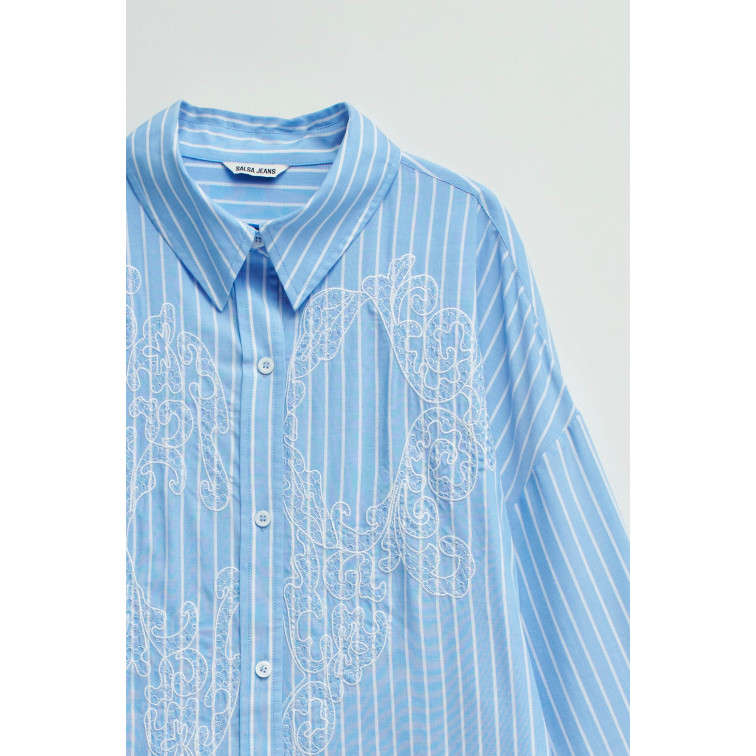 CAMISA MUJER  SALSA JEANS STRIPPED SHIRT WITH LACE DETAI