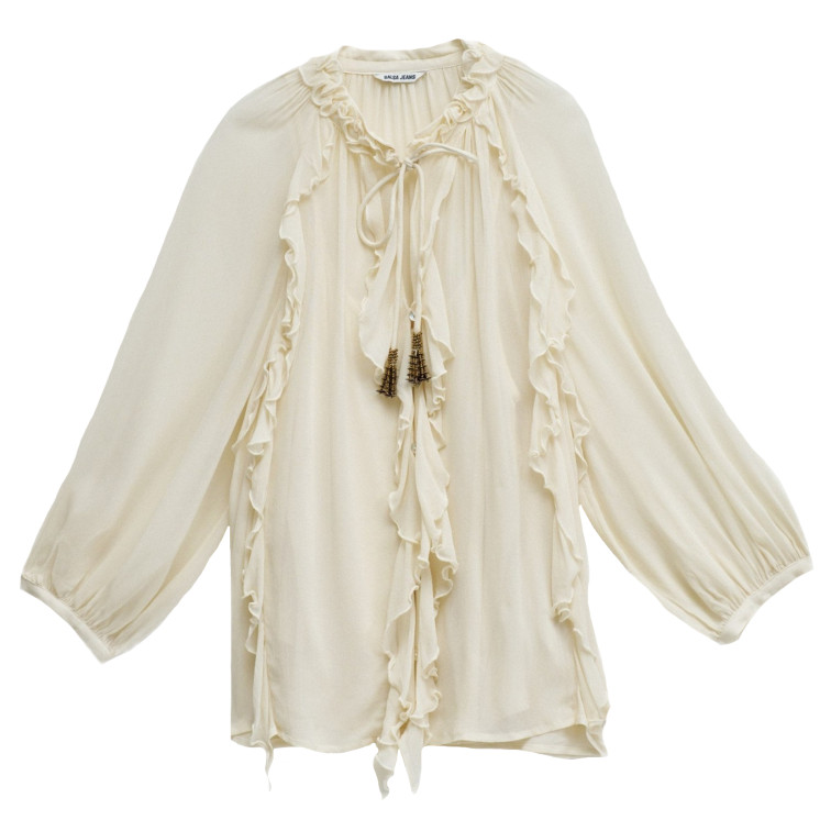 CAMISA MUJER  SALSA JEANS RUFFLE BLOUSE W/BUTTONS 3/4 SL