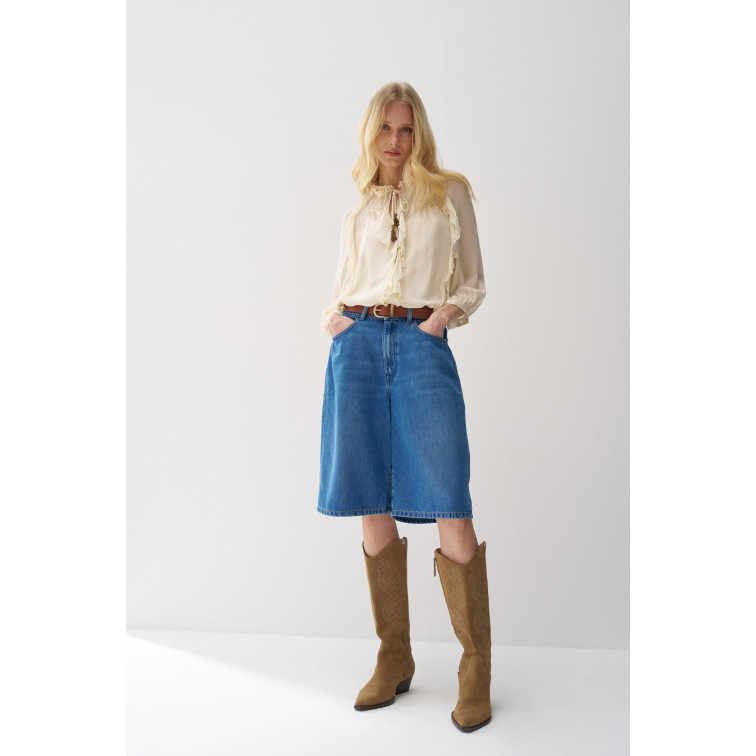 CAMISA MUJER  SALSA JEANS RUFFLE BLOUSE W/BUTTONS 3/4 SL