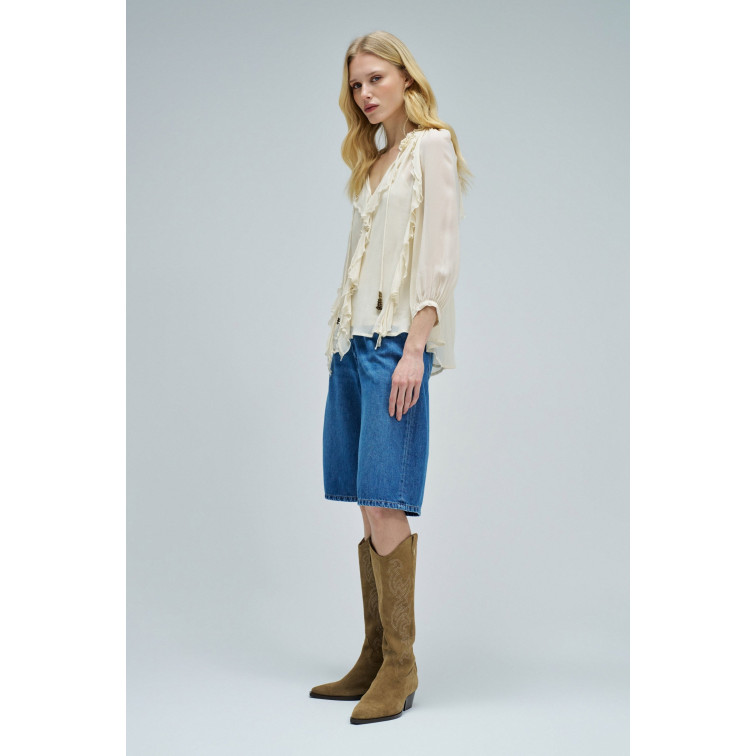 CAMISA MUJER  SALSA JEANS RUFFLE BLOUSE W/BUTTONS 3/4 SL