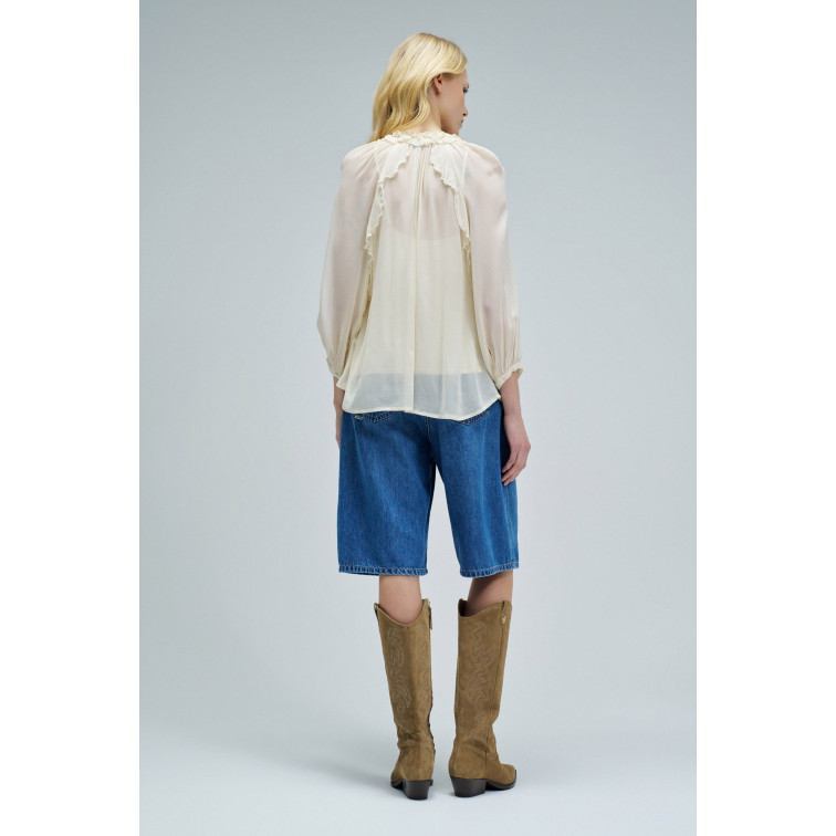 CAMISA MUJER  SALSA JEANS RUFFLE BLOUSE W/BUTTONS 3/4 SL
