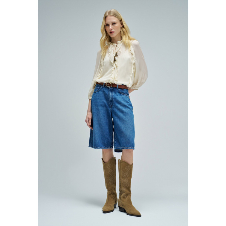 CAMISA MUJER  SALSA JEANS RUFFLE BLOUSE W/BUTTONS 3/4 SL