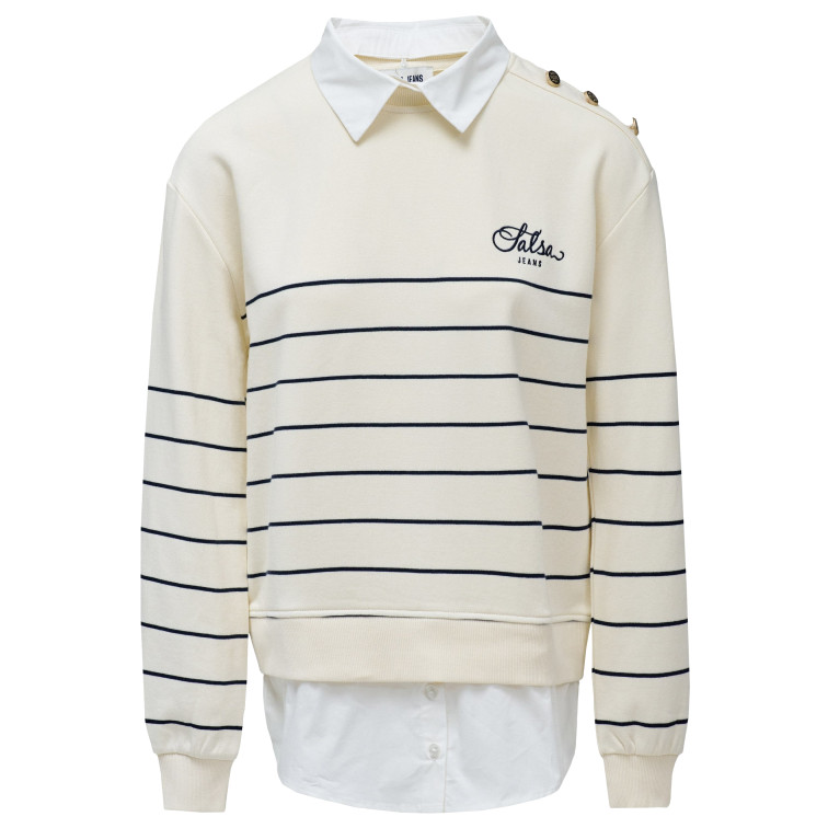 MUJER STRIPPED TWOFER SWEATSHIRT 110