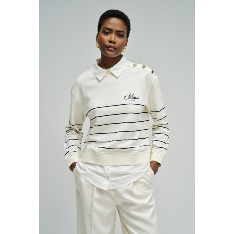 MUJER STRIPPED TWOFER SWEATSHIRT 110