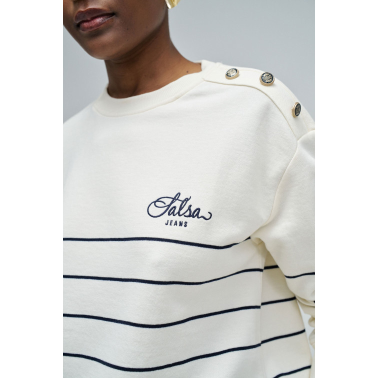 MUJER STRIPPED TWOFER SWEATSHIRT 110