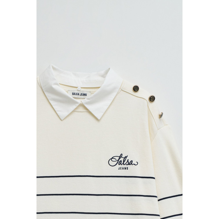 MUJER STRIPPED TWOFER SWEATSHIRT 110