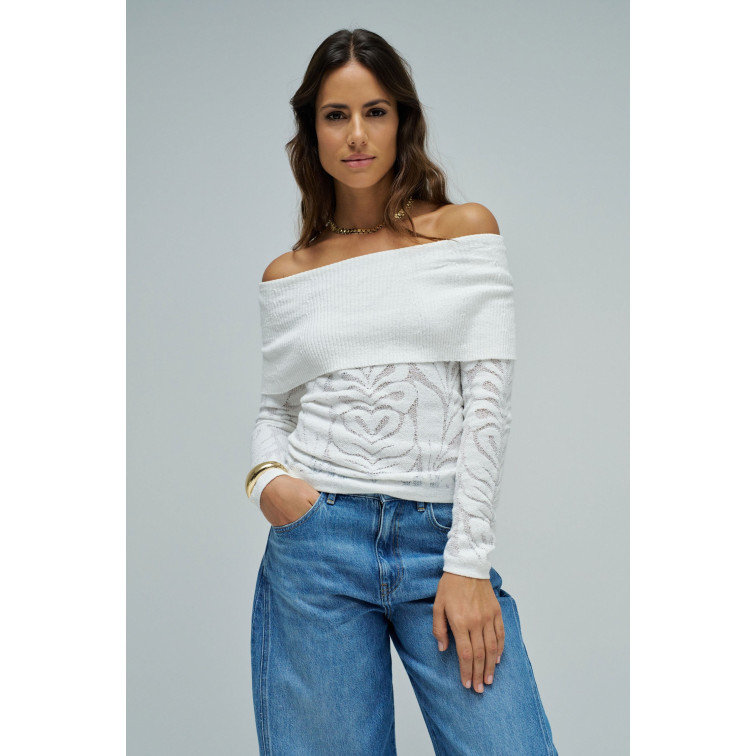 JERSEY MUJER  SALSA JEANS JACQUARD FLOWERS SWEATER