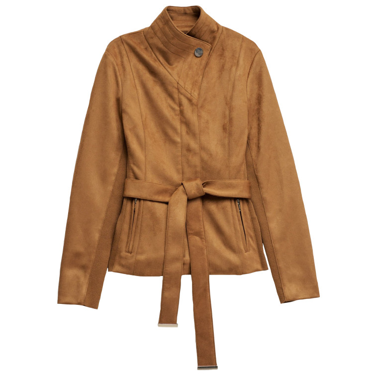 MUJER SUEDE JACKET WITH GOLD BUTTON 124