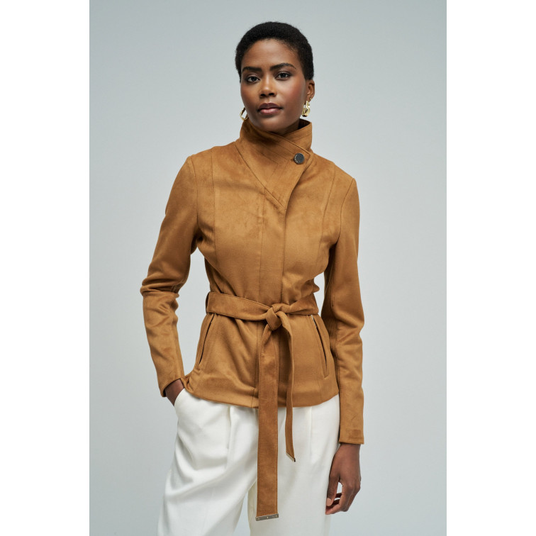 MUJER SUEDE JACKET WITH GOLD BUTTON 124