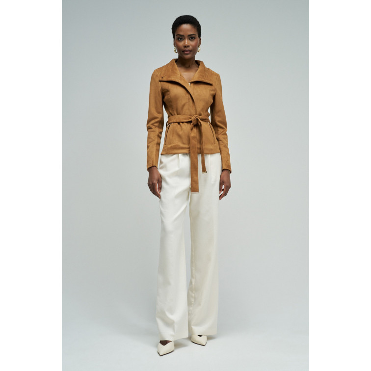 MUJER SUEDE JACKET WITH GOLD BUTTON 124