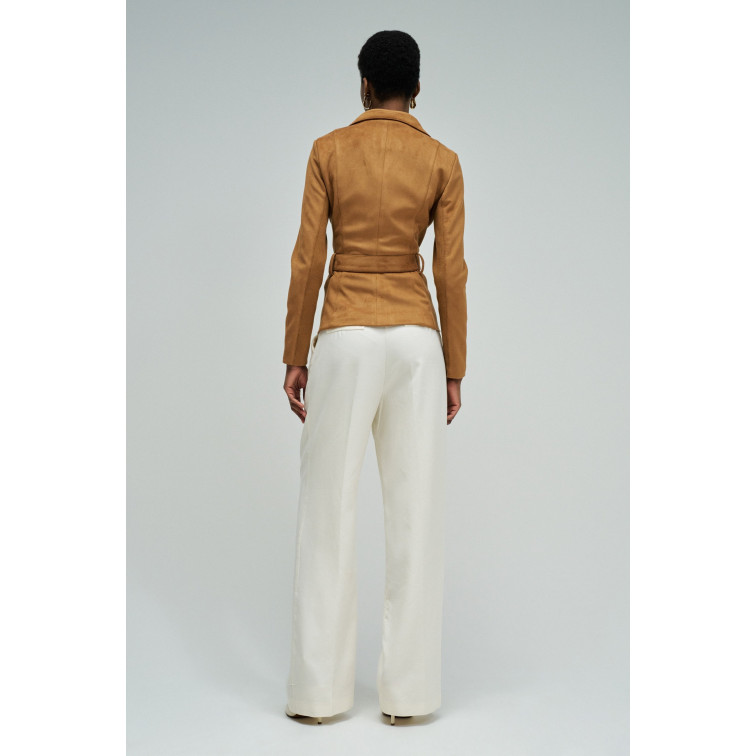 MUJER SUEDE JACKET WITH GOLD BUTTON 124