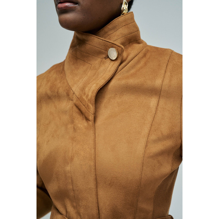 MUJER SUEDE JACKET WITH GOLD BUTTON 124