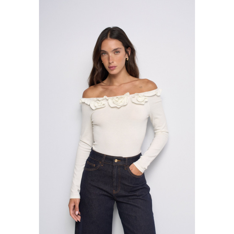JERSEY MUJER  SALSA JEANS BOAT NECK SWEATER W/ FLOWERS A