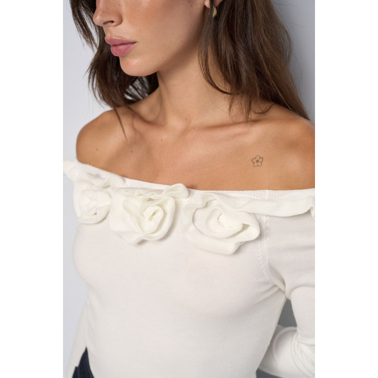 JERSEY MUJER  SALSA JEANS BOAT NECK SWEATER W/ FLOWERS A