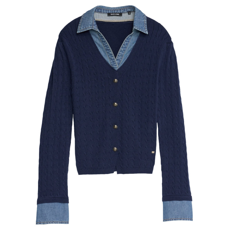 JERSEY MUJER  SALSA JEANS KNIT SWEATER WITH DENIM APPLIC